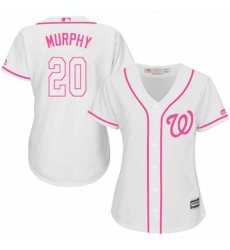 Women's Majestic Washington Nationals #20 Daniel Murphy Authentic White Fashion Cool Base MLB Jersey