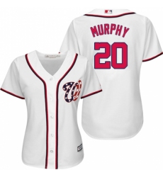 Women's Majestic Washington Nationals #20 Daniel Murphy Replica White Home Cool Base MLB Jersey