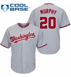 Youth Majestic Washington Nationals #20 Daniel Murphy Replica Grey Road Cool Base MLB Jersey