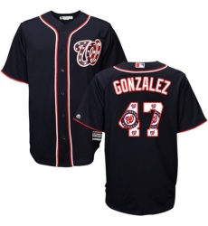 Men's Majestic Washington Nationals #47 Gio Gonzalez Authentic Navy Blue Team Logo Fashion Cool Base MLB Jersey Men's Majestic Washington Nationals #47 Gio Gonzalez Authentic Navy Blue Team Logo Fashion Cool Base MLB Jersey