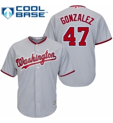 Men's Majestic Washington Nationals #47 Gio Gonzalez Replica Grey Road Cool Base MLB Jersey