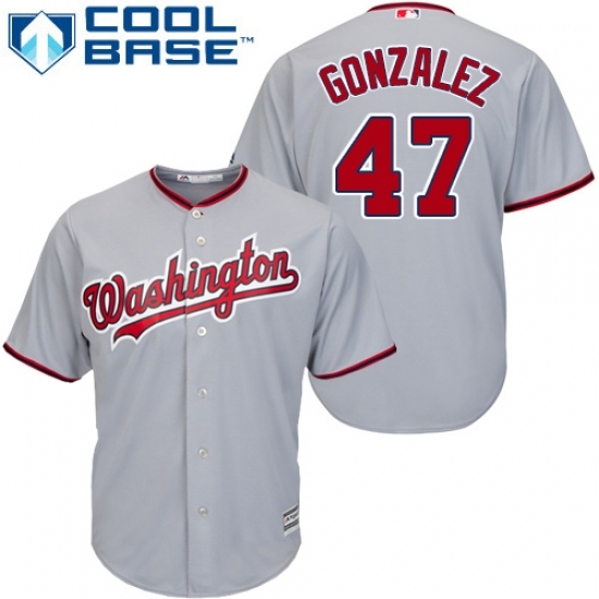Men's Majestic Washington Nationals #47 Gio Gonzalez Replica Grey Road Cool Base MLB Jersey Men's Majestic Washington Nationals #47 Gio Gonzalez Replica Grey Road Cool Base MLB Jersey