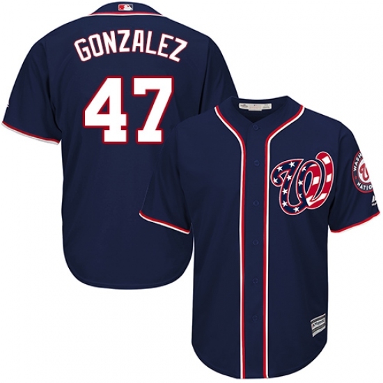 Men's Majestic Washington Nationals #47 Gio Gonzalez Replica Navy Blue Alternate 2 Cool Base MLB Jersey Men's Majestic Washington Nationals #47 Gio Gonzalez Replica Navy Blue Alternate 2 Cool Base MLB Jersey
