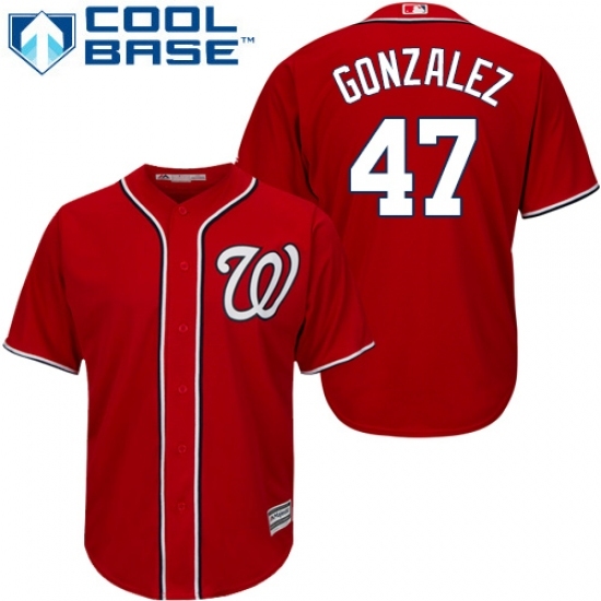 Men's Majestic Washington Nationals #47 Gio Gonzalez Replica Red Alternate 1 Cool Base MLB Jersey Men's Majestic Washington Nationals #47 Gio Gonzalez Replica Red Alternate 1 Cool Base MLB Jersey