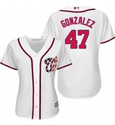 Women's Majestic Washington Nationals #47 Gio Gonzalez Authentic White Home Cool Base MLB Jersey