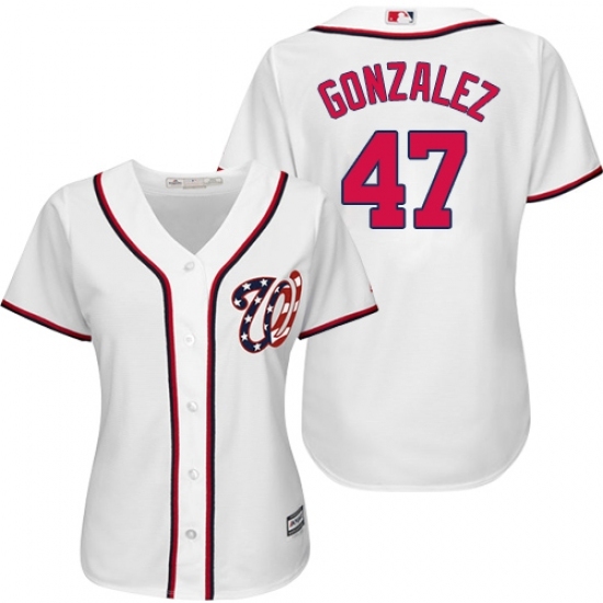 Women's Majestic Washington Nationals #47 Gio Gonzalez Authentic White Home Cool Base MLB Jersey Women's Majestic Washington Nationals #47 Gio Gonzalez Authentic White Home Cool Base MLB Jersey