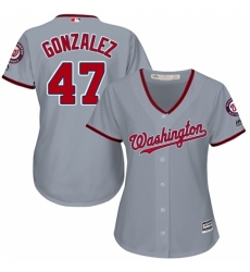 Women's Majestic Washington Nationals #47 Gio Gonzalez Replica Grey Road Cool Base MLB Jersey
