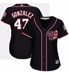 Women's Majestic Washington Nationals #47 Gio Gonzalez Replica Navy Blue Alternate 2 Cool Base MLB Jersey Women's Majestic Washington Nationals #47 Gio Gonzalez Replica Navy Blue Alternate 2 Cool Base MLB Jersey