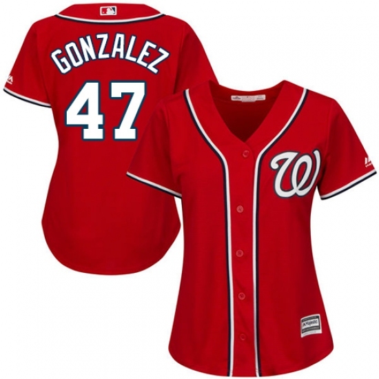 Women's Majestic Washington Nationals #47 Gio Gonzalez Replica Red Alternate 1 Cool Base MLB Jersey Women's Majestic Washington Nationals #47 Gio Gonzalez Replica Red Alternate 1 Cool Base MLB Jersey