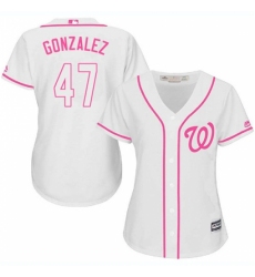 Women's Majestic Washington Nationals #47 Gio Gonzalez Replica White Fashion Cool Base MLB Jersey Women's Majestic Washington Nationals #47 Gio Gonzalez Replica White Fashion Cool Base MLB Jersey