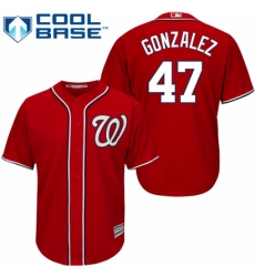 Youth Majestic Washington Nationals #47 Gio Gonzalez Authentic Red Alternate 1 Cool Base MLB Jersey