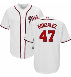 Youth Majestic Washington Nationals #47 Gio Gonzalez Authentic White Home Cool Base MLB Jersey