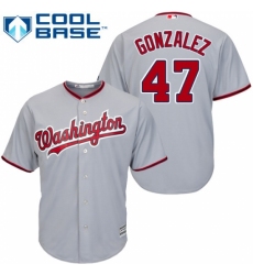 Youth Majestic Washington Nationals #47 Gio Gonzalez Replica Grey Road Cool Base MLB Jersey Youth Majestic Washington Nationals #47 Gio Gonzalez Replica Grey Road Cool Base MLB Jersey