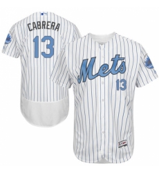 Men's Majestic New York Mets #13 Asdrubal Cabrera Authentic White 2016 Father's Day Fashion Flex Base MLB Jersey