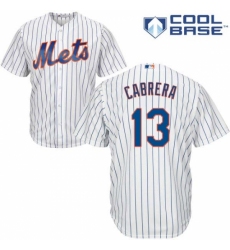 Men's Majestic New York Mets #13 Asdrubal Cabrera Replica White Home Cool Base MLB Jersey