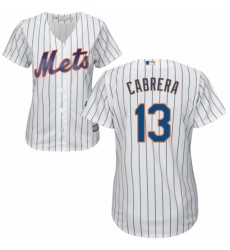 Women's Majestic New York Mets #13 Asdrubal Cabrera Authentic White Home Cool Base MLB Jersey