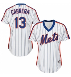 Women's Majestic New York Mets #13 Asdrubal Cabrera Replica White Alternate Cool Base MLB Jersey
