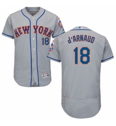 Men's Majestic New York Mets #18 Travis d'Arnaud Grey Flexbase Authentic Collection MLB Jersey