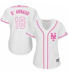 Women's Majestic New York Mets #18 Travis d'Arnaud Replica White Fashion Cool Base MLB Jersey