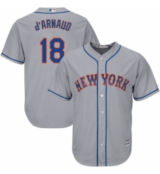Youth Majestic New York Mets #18 Travis d'Arnaud Replica Grey Road Cool Base MLB Jersey
