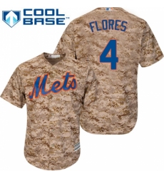 Men's Majestic New York Mets #4 Wilmer Flores Authentic Camo Alternate Cool Base MLB Jersey