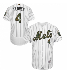 Men's Majestic New York Mets #4 Wilmer Flores Authentic White 2016 Memorial Day Fashion Flex Base MLB Jersey