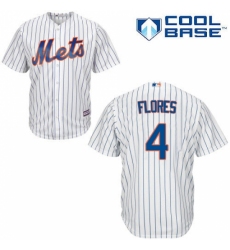 Men's Majestic New York Mets #4 Wilmer Flores Replica White Home Cool Base MLB Jersey