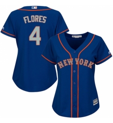 Women's Majestic New York Mets #4 Wilmer Flores Replica Royal Blue Alternate Road Cool Base MLB Jersey