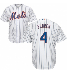 Youth Majestic New York Mets #4 Wilmer Flores Authentic White Home Cool Base MLB Jersey