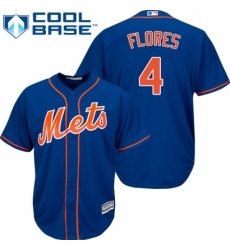 Youth Majestic New York Mets #4 Wilmer Flores Replica Royal Blue Alternate Home Cool Base MLB Jersey