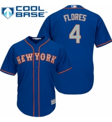 Youth Majestic New York Mets #4 Wilmer Flores Replica Royal Blue Alternate Road Cool Base MLB Jersey