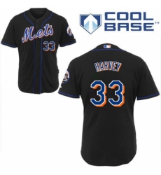 Men's Majestic New York Mets #33 Matt Harvey Replica Black Cool Base MLB Jersey