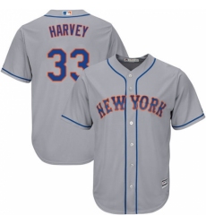 Men's Majestic New York Mets #33 Matt Harvey Replica Grey Road Cool Base MLB Jersey