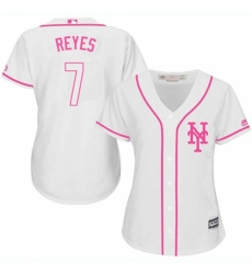 Women's Majestic New York Mets #7 Jose Reyes Replica White Fashion Cool Base MLB Jersey