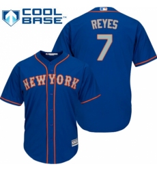 Youth Majestic New York Mets #7 Jose Reyes Replica Royal Blue Alternate Road Cool Base MLB Jersey