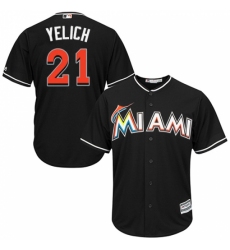 Men's Majestic Miami Marlins #21 Christian Yelich Replica Black Alternate 2 Cool Base MLB Jersey