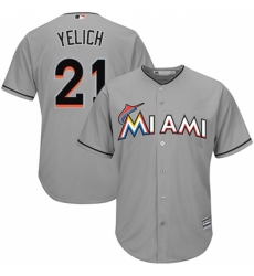 Men's Majestic Miami Marlins #21 Christian Yelich Replica Grey Road Cool Base MLB Jersey