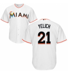 Men's Majestic Miami Marlins #21 Christian Yelich Replica White Home Cool Base MLB Jersey
