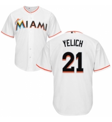 Youth Majestic Miami Marlins #21 Christian Yelich Authentic White Home Cool Base MLB Jersey