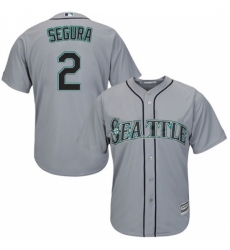 Men's Majestic Seattle Mariners #2 Jean Segura Replica Grey Road Cool Base MLB Jersey