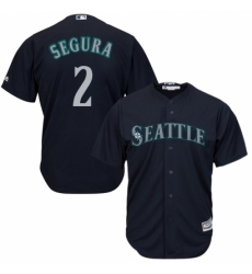 Men's Majestic Seattle Mariners #2 Jean Segura Replica Navy Blue Alternate 2 Cool Base MLB Jersey