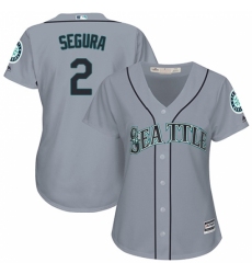 Women's Majestic Seattle Mariners #2 Jean Segura Replica Grey Road Cool Base MLB Jersey