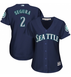 Women's Majestic Seattle Mariners #2 Jean Segura Replica Navy Blue Alternate 2 Cool Base MLB Jersey