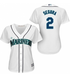Women's Majestic Seattle Mariners #2 Jean Segura Replica White Home Cool Base MLB Jersey