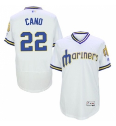 Men's Majestic Seattle Mariners #22 Robinson Cano White Flexbase Authentic Collection Cooperstown MLB Jersey