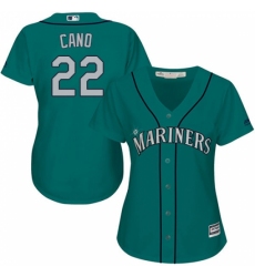 Women's Majestic Seattle Mariners #22 Robinson Cano Authentic Teal Green Alternate Cool Base MLB Jersey