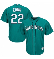 Youth Majestic Seattle Mariners #22 Robinson Cano Replica Teal Green Alternate Cool Base MLB Jersey