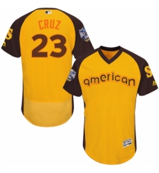 Men's Majestic Seattle Mariners #23 Nelson Cruz Yellow 2016 All-Star American League BP Authentic Collection Flex Base MLB Jersey