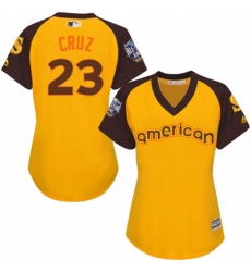 Women's Majestic Seattle Mariners #23 Nelson Cruz Authentic Yellow 2016 All-Star American League BP Cool Base MLB Jersey