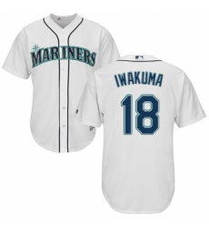 Men's Majestic Seattle Mariners #18 Hisashi Iwakuma Replica White Home Cool Base MLB Jersey